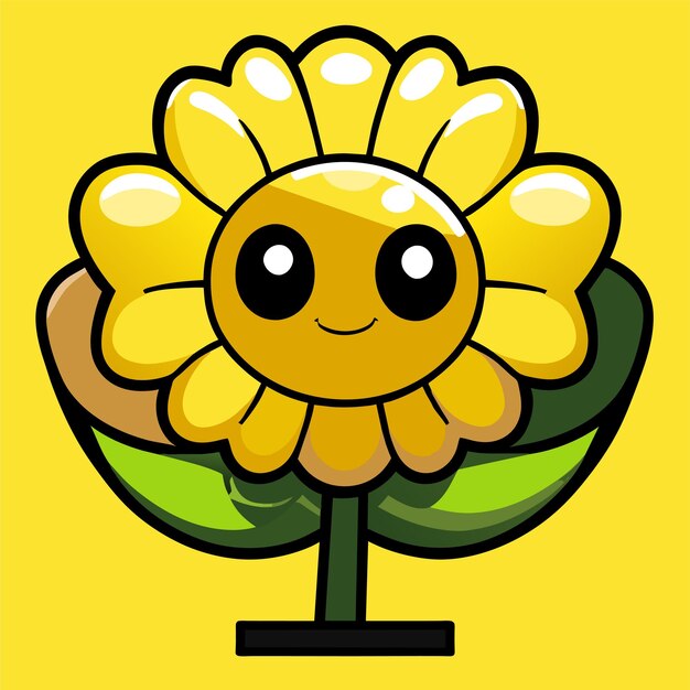 Vector cute sunflower hand drawn flat stylish cartoon sticker icon concept isolated illustration