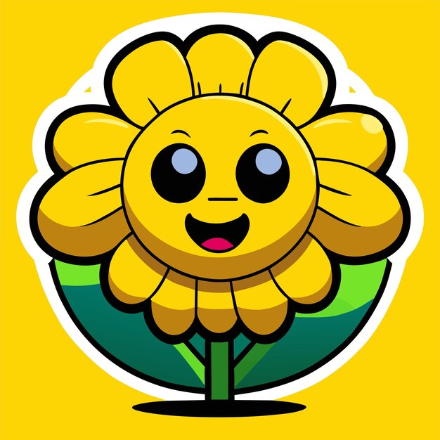 Cute sunflower hand drawn flat stylish cartoon sticker icon concept isolated illustration