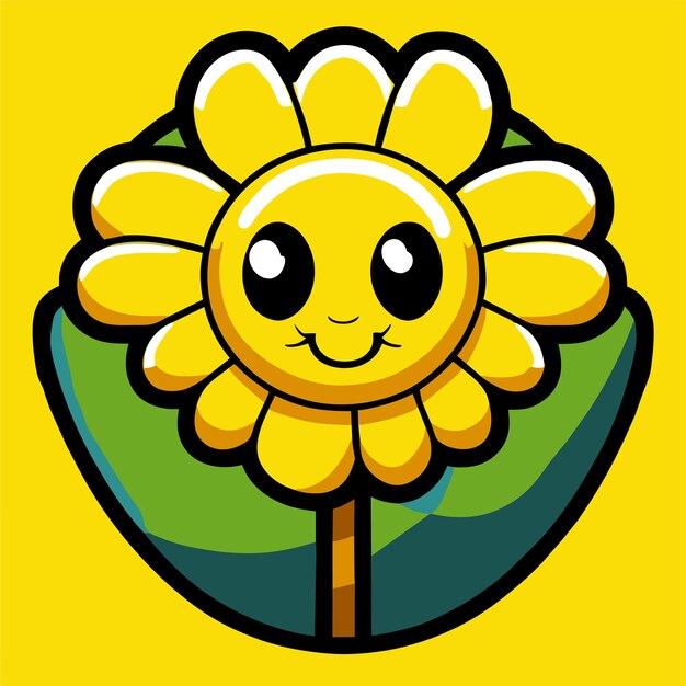 Vector cute sunflower hand drawn flat stylish cartoon sticker icon concept isolated illustration