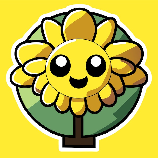 Vector cute sunflower hand drawn flat stylish cartoon sticker icon concept isolated illustration