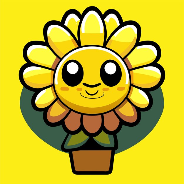 Vector cute sunflower hand drawn flat stylish cartoon sticker icon concept isolated illustration