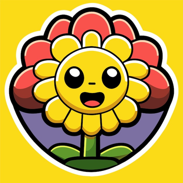 Cute sunflower hand drawn flat stylish cartoon sticker icon concept isolated illustration