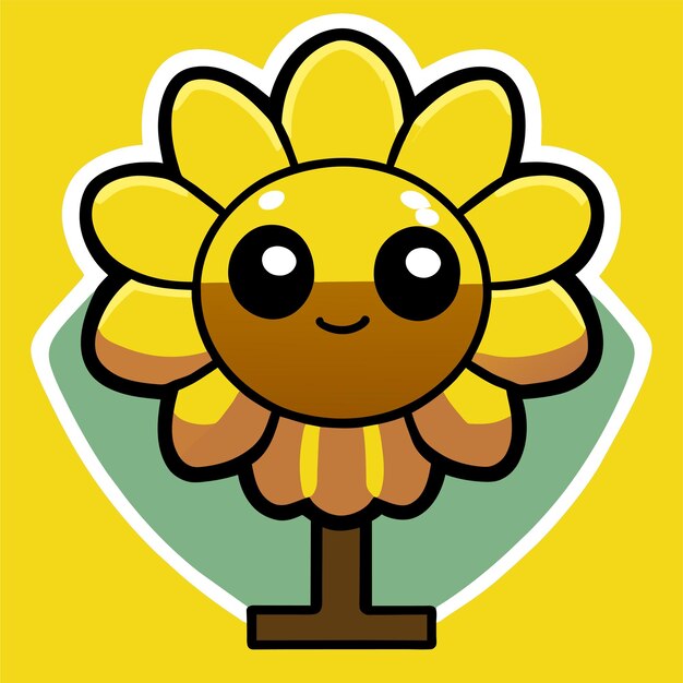 Cute sunflower hand drawn flat stylish cartoon sticker icon concept isolated illustration