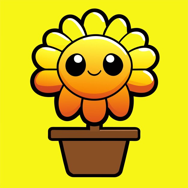 Cute sunflower hand drawn flat stylish cartoon sticker icon concept isolated illustration