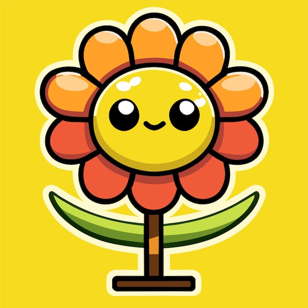 Cute sunflower hand drawn flat stylish cartoon sticker icon concept isolated illustration