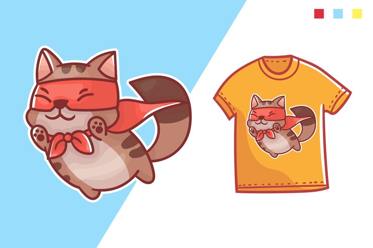 cute super cat-shirt template design