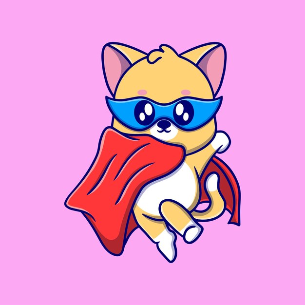 Cute super dog cartoon icon illustration