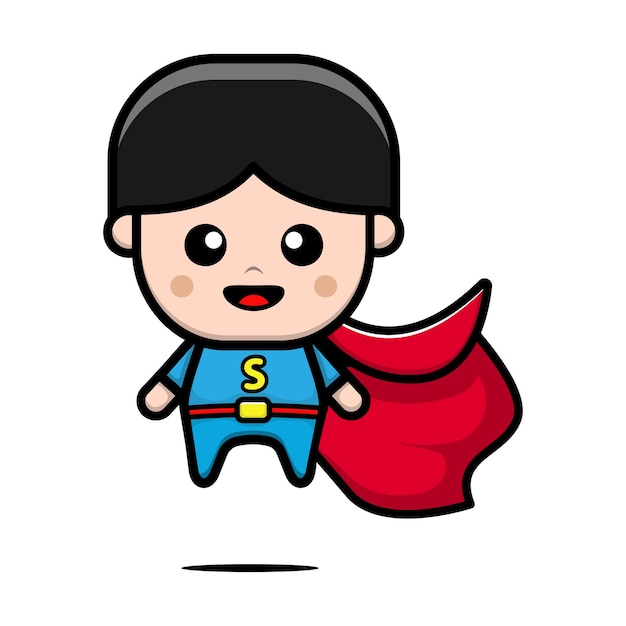 Vector cute super hero boy cartoon illustration