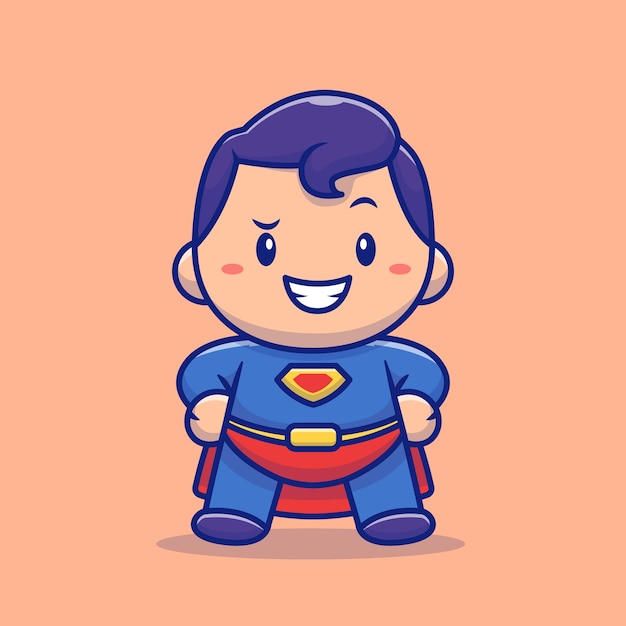 Vector cute super hero kid cartoon