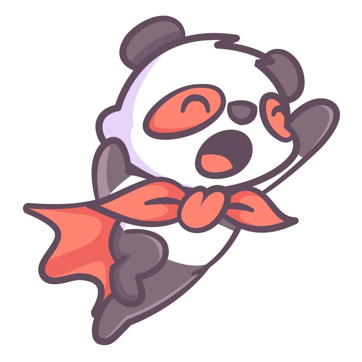 Vector cute super hero panda mascot cartoon illustration isolated