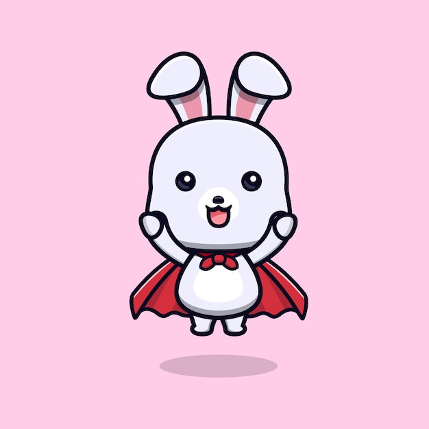 Cute super rabbit with robe animal mascot character