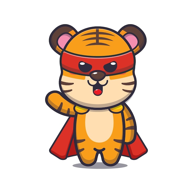 Vector cute super tiger cute animal cartoon illustration