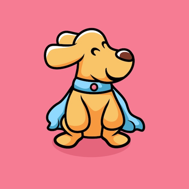 Cute superhero dog cartoon icon illustration.