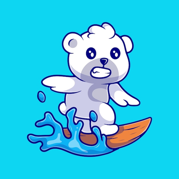 Vector cute surfing bear illustration suitable for mascot sticker and tshirt design