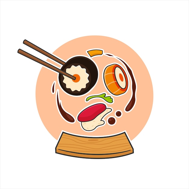 Cute sushi asian food set