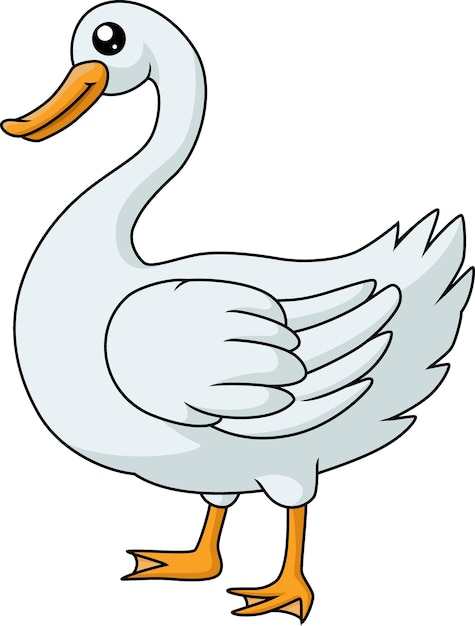 Cute swan cartoon on white background