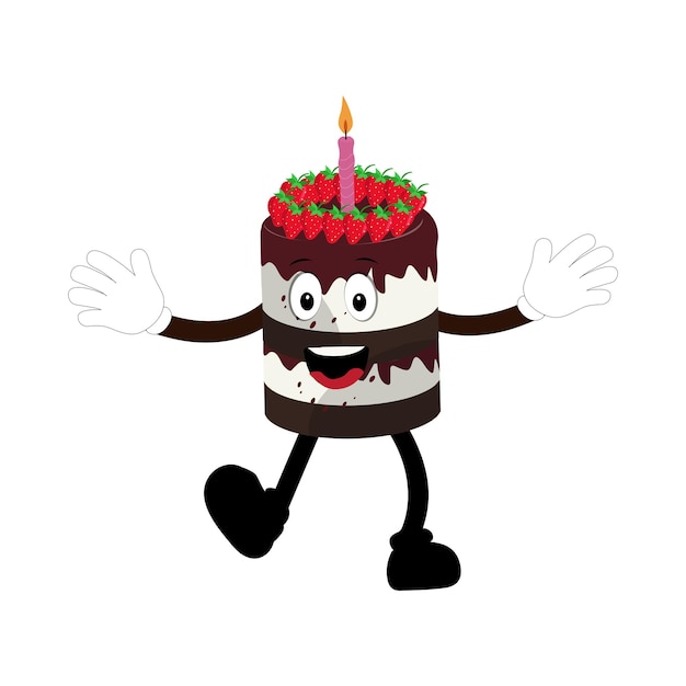 Dolce dolce torta di compleanno disegno di personaggi di cartoni animati vintage personaggio di cartoon torta di anniversario retro