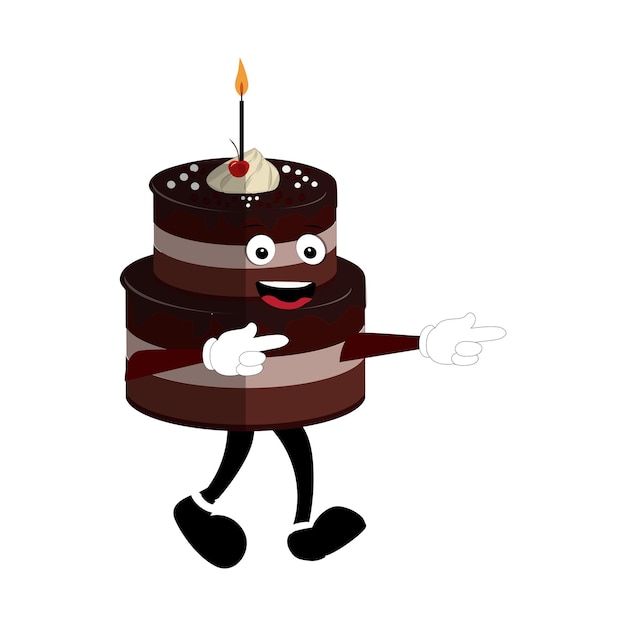 Cute sweet birthday cake cartoon character design vintage character cartoon birthday cake retro