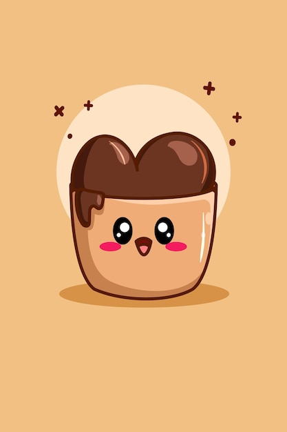 Vector cute and sweet cake cartoon illustration