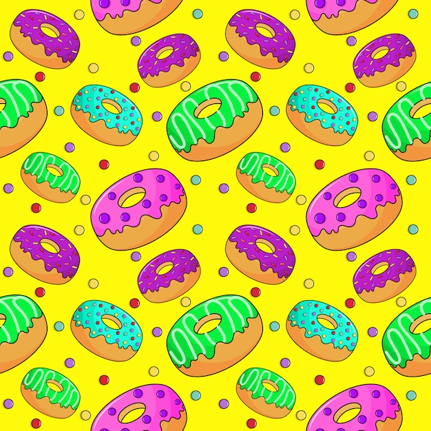 Vector cute sweet donuts seamless pattern. summer desserts