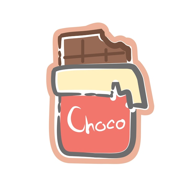 Vector cute sweet eaten chocolate bar cartoon vector illustrations