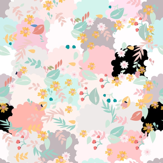 Cute sweet pink and blue bush seamless pattern