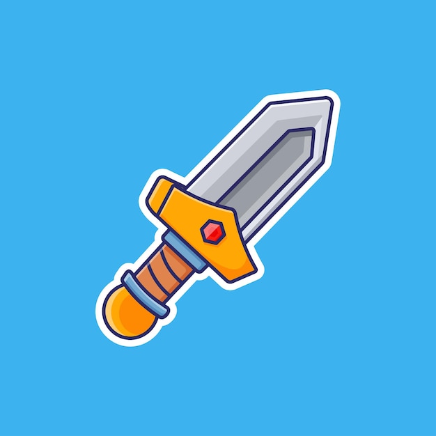 Vector cute sword cartoon vector icon isolated object