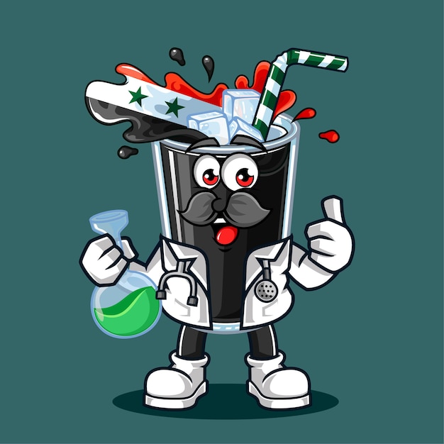 Vector cute syria drink flag scientist vector mascot illustration