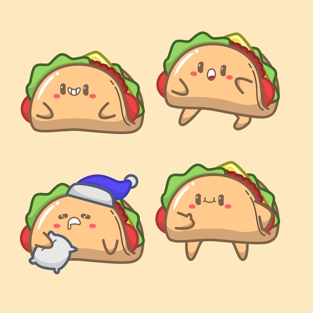 Vector cute taco cartoon character