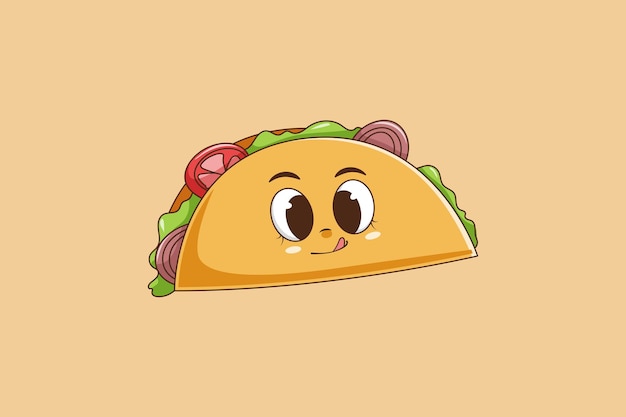 Vector cute taco character design illustration