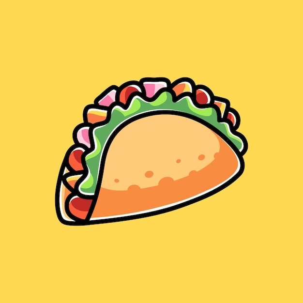 Vector cute taco doodle cartoon illustration