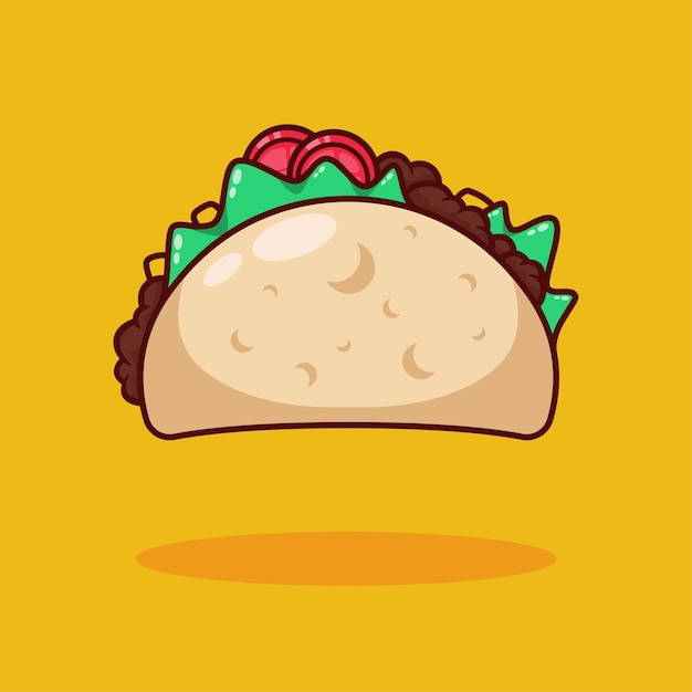 Cute taco illustration in flat design