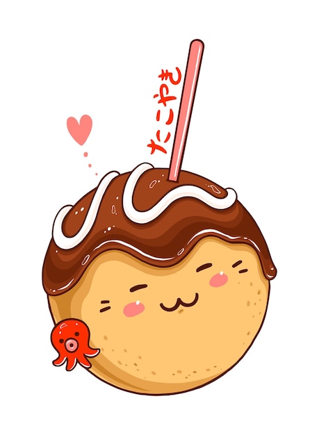 Cute takoyaki cartoon character