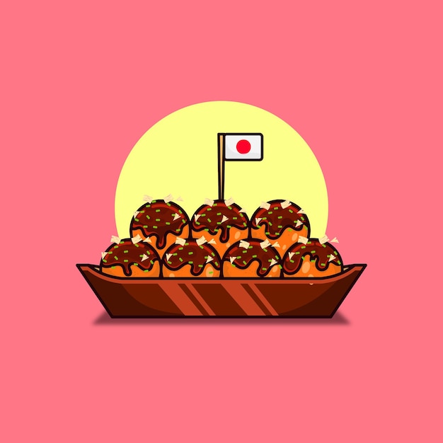 Cute takoyaki cartoon Cute cartoon japanese food isolated background