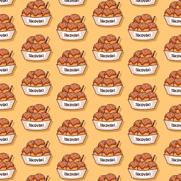 cute takoyaki pattern food illustration