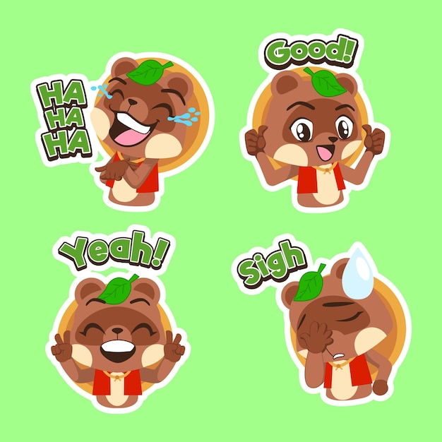 Vector cute tanuki vector set tanuki illustration