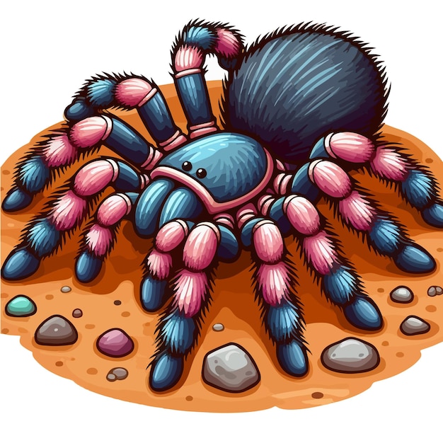 Vector cute tarantula vector cartoon illustration