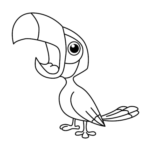 Cute taucan bird cartoon characters vector illustration For kids coloring book