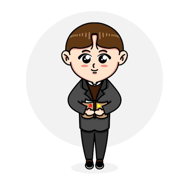 Cute teacher character illustration design holding a book
keyword