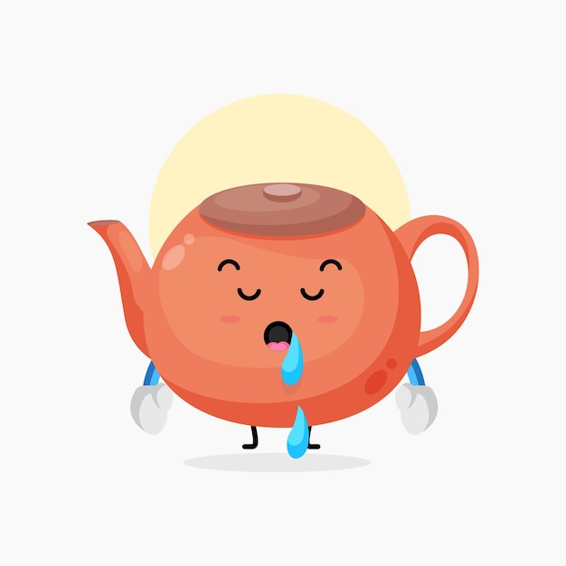 Cute teapot character sleeping