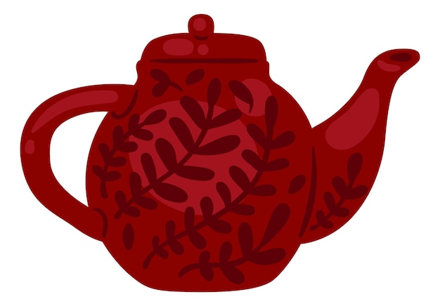 Vector cute teapot cozy herbal tea pottery icon isolated on white background