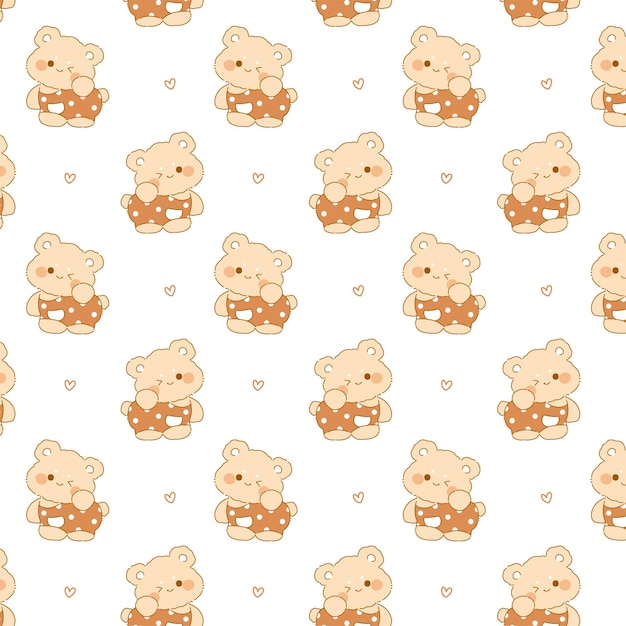 cute teddy bear baby clothes seamless pattern