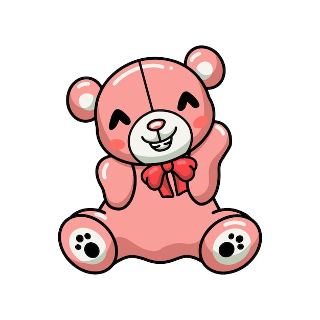 Vector cute teddy bear cartoon sitting