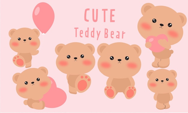 Vector cute teddy bear graphic.