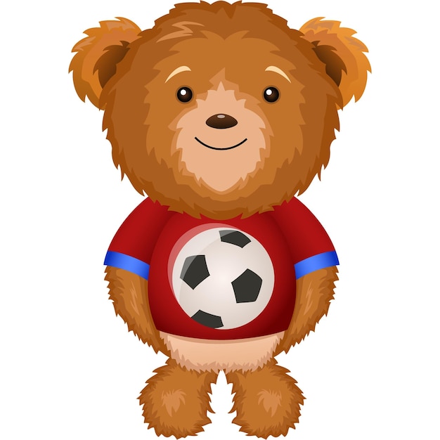Cute teddy bear playing a soccer