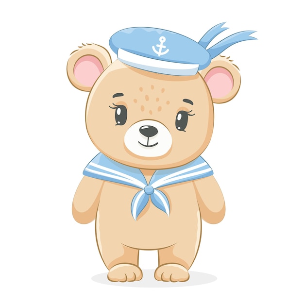 Cute teddy bear sailor. vector illustration of a cartoon.