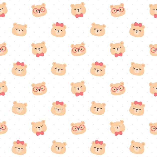 Cute teddy bear seamless pattern