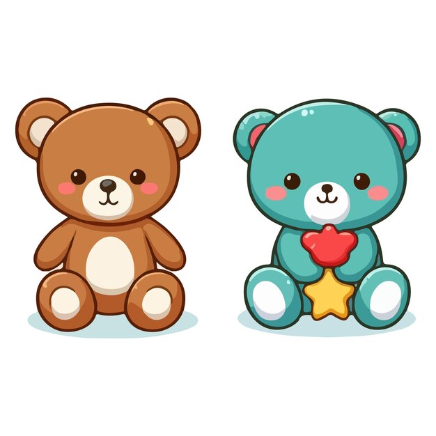 Vector cute teddy bear sitting cartoon vector icon illustration