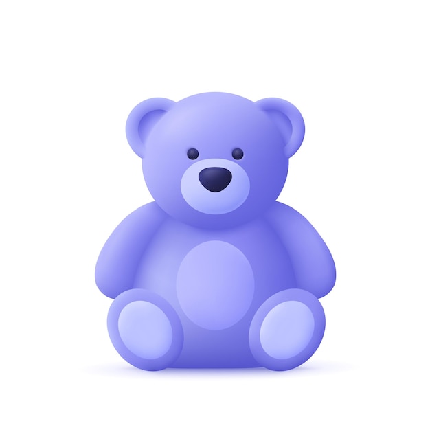 Vettore simpatico orsacchiotto giocattolo 3d icona vettore stile minimal cartone animato
