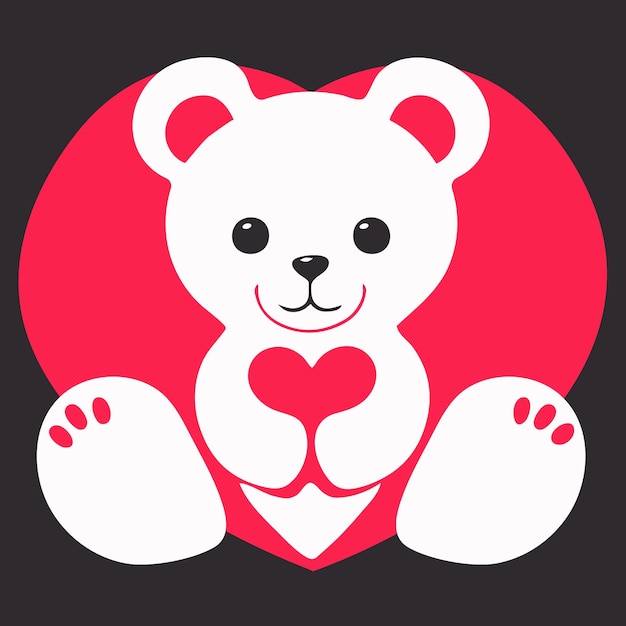 Vector cute teddy bear with heart vector illustration